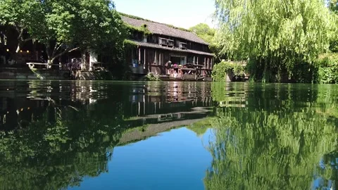 Slow motion view of Ancient water town of Wuzhen, China Stock Footage 276635199