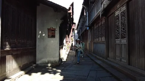 Slow motion view of Ancient water town of Wuzhen, China Stock Footage 276635328