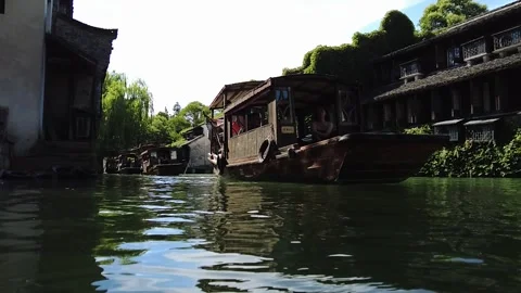 Slow motion view of Ancient water town of Wuzhen, China Stock Footage 276635332