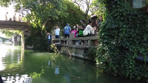 Slow motion view of Ancient water town of Wuzhen, China Stock Footage 276635372
