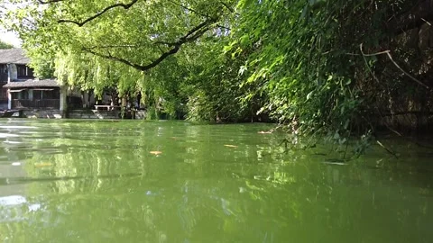 Slow motion view of Ancient water town of Wuzhen, China Stock Footage 276635387