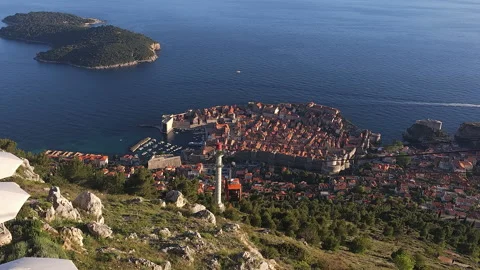 Slow motion view of an ascending cable car from Dubrovnik Old Town, Croatia, 4k Video stock 276365179
