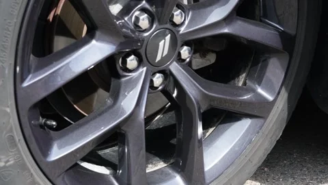 Slow motion view of a car wheel. Minsk, Belarus - May 25, 2023 Stock Footage 286746175
