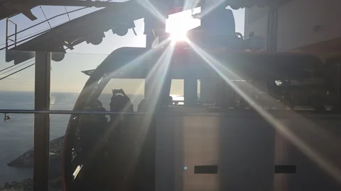 Slow motion view of docking ascending cable car at the top of ride, Croatia, 4k Video stock 276365307