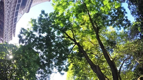 Slow Motion View of the Eiffel Tower on a Sunny Summer Day Stock Footage 67566963