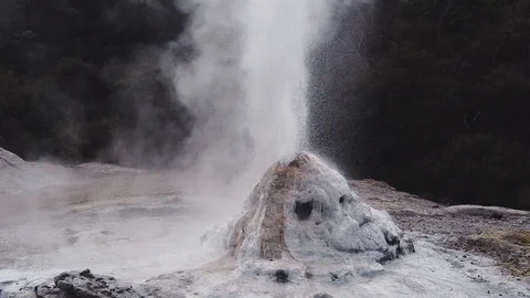 Slow motion view of erupting "Lady Knox" geyser at Wai-O-Tapu, Rotorua, Stock Footage 100661632