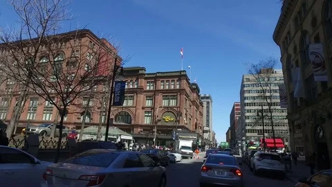 Slow Motion View of La Baie Store on Rue Sainte-Catherine Stock Footage 75820622
