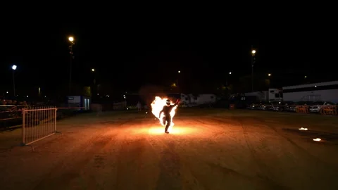 Slow motion view of a man running in flames Stock Footage 232918980
