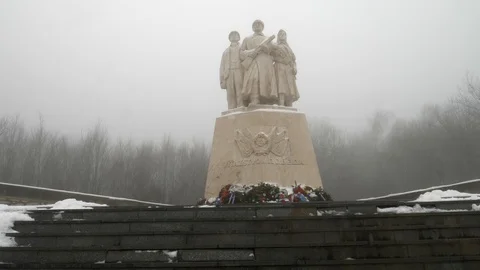 Slow motion view of monument surrounding Kosice in Slovakia Vidéo 124007587