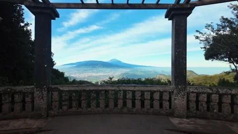 Slow motion view of Mount Teide from Anaga Rural Park, Tenerife, Spain Stock Footage 346472207
