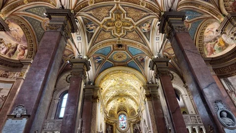 Slow Motion View Of The Ornate Ceiling In Chiesa Di Santa Maria Dell'Anima Rome Stock Footage 337413315