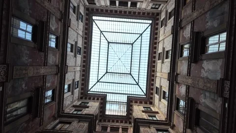 Slow Motion View Of Painted Walls And Glass Ceiling In Galleria Sciarra Stock Footage 329713158