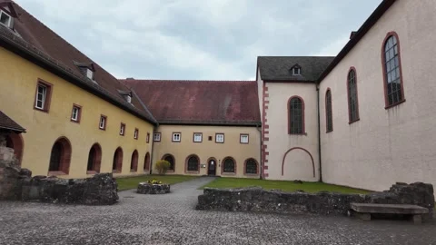 Slow Motion View Of The Peaceful Courtyard Of The Historic Church Stock Footage 333920390