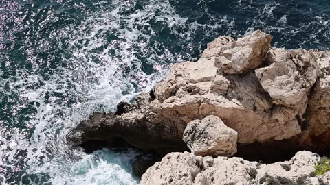 Slow motion view of seashore with waves background, French Riviera Stock Footage 330389763