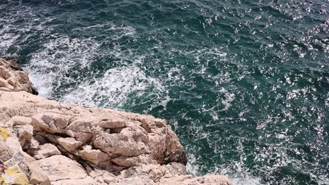 Slow motion view of seashore with waves background, French Riviera Stock Footage 330389765