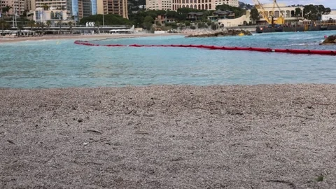 Slow motion view of seashore with waves background, French Riviera Stock Footage 330389769