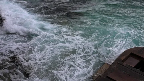 Slow motion view of seashore with waves background, French Riviera Stock Footage 330389787