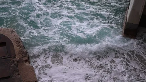 Slow motion view of seashore with waves background, French Riviera Stock Footage 330389788