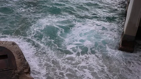 Slow motion view of seashore with waves background, French Riviera Stock Footage 330389789