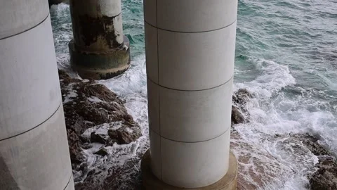 Slow motion view of seashore with waves background, French Riviera Stock Footage 330389806