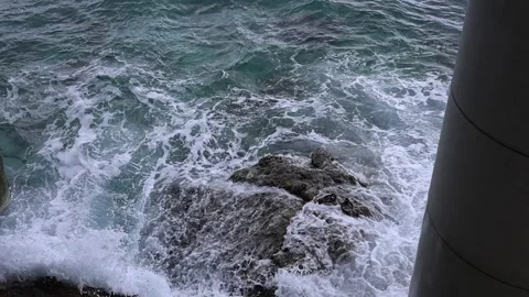 Slow motion view of seashore with waves background, French Riviera Stock Footage 330389807