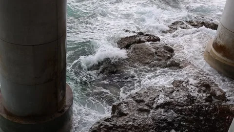 Slow motion view of seashore with waves background, French Riviera Stock Footage 330389811