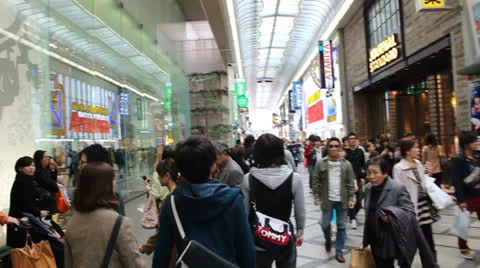 Slow motion view of Shinsaibashi Suji Street - an Osaka shopping district. Stock Footage 25821069