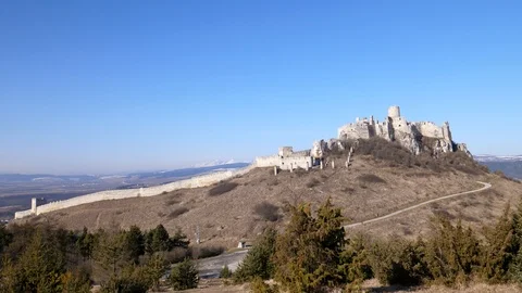 Slow motion View of Spis Castle in Slovakia 库存影片 124428749