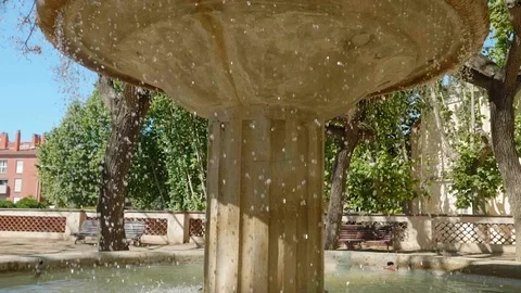 Slow motion view of water drops of fountain falling as snowflakes. Water concept Stock Footage 116413910