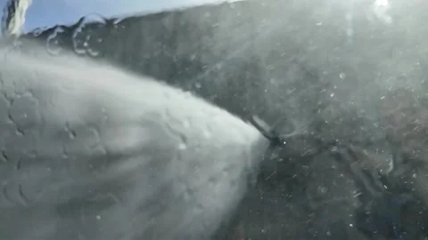 Slow Motion View of Woman Using Pressure Washer at Self-Service Car Wash Stock Footage 327650771