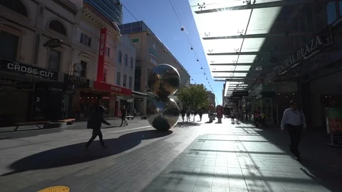 Slow motion walk through Rundle Mall Adelaide Stock Footage 102871868