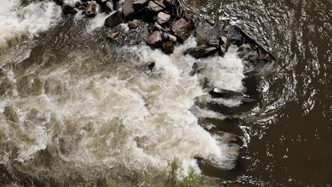 Slow Motion Walker River Flowing Through Wilson Canyon Nevada - Aerial Drone Stock Footage 111984636