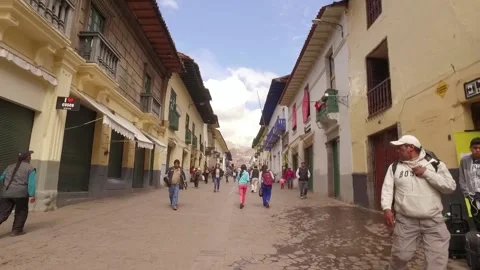 Slow Motion. walking on street in Cusco, Peru Stock Footage 130353290