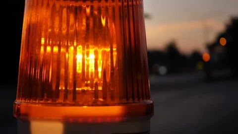 Slow motion, warning light signal on road Stock Footage 108908409