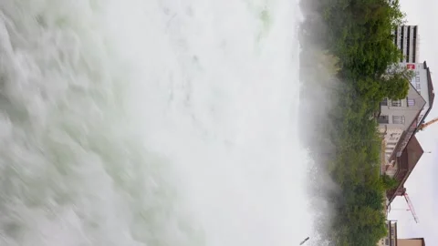Slow Motion Of Water Cascade Rushing Down At Foroglio Waterfall vertical video Vidéo 254809161