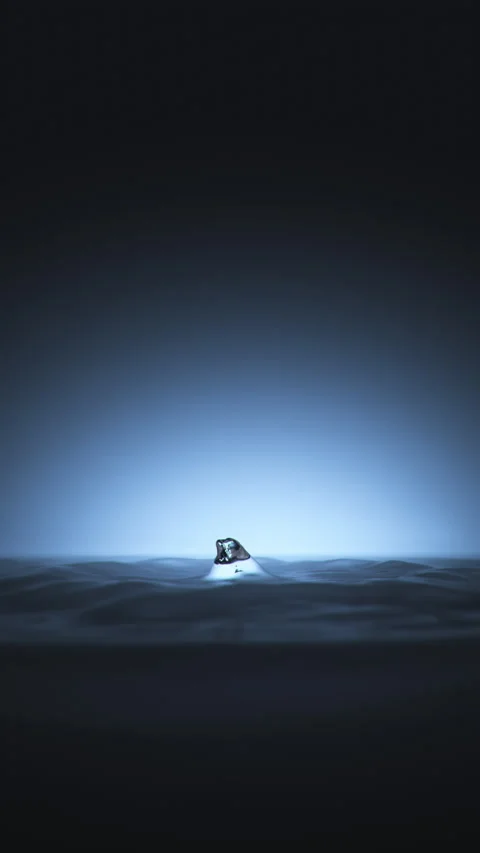 Slow motion Water Crown Splash Isolated on Dark Blue Gradient Background.  Stock Footage 342084954