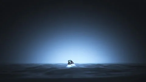 Slow motion Water Crown Splash Isolated on Dark Blue Gradient Background.  Stock Footage 342084973