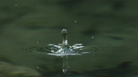 SLOW MOTION: Water drop falling into the lake splashing around Stock Footage