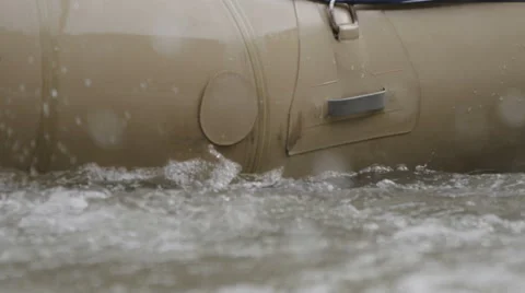 Slow Motion Water Droplets Falling From Yellow Paddle While Whitewater Rafting Stock Footage 64308022