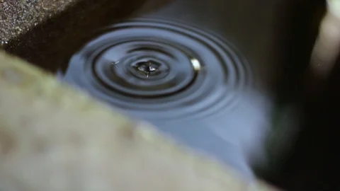 Slow motion water drops falling in water,ripples. Stock Footage 94126893