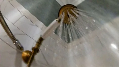 Slow Motion Of Water Drops In The Shower Head. Stock Footage 103169600