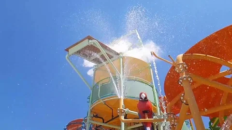 Slow Motion Water fall in Water park Stock Footage