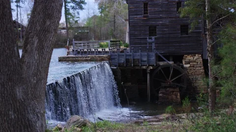 Slow motion of water fall at Yates Mill near Raleigh, NC Video stock 113700429