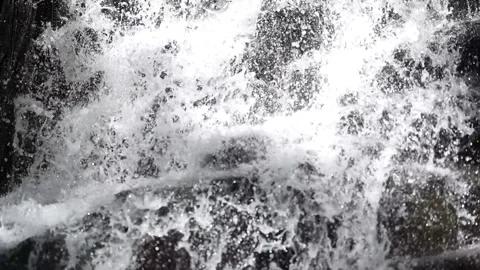 Slow motion of water falling from a waterfall Stock Footage 262404184