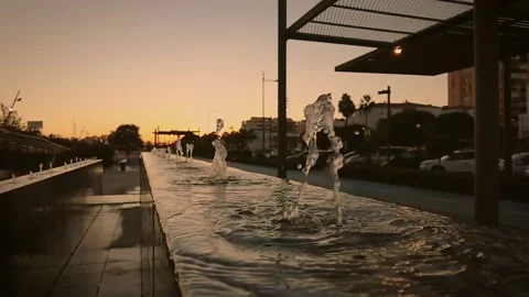 Slow motion water feature in San Pedro de Alcantara Stock Footage 202575656