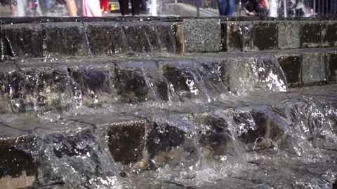 Slow motion of water flows along the steps Stock Footage 109263968