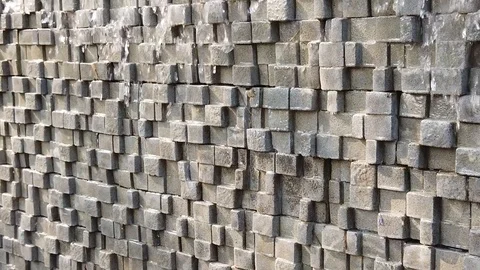 Slow motion, water flows down the artificial stone, texture. Stock Footage 104849181