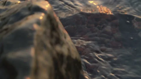 Slow motion water lapping at rocks in Helsinki, Finland Stock Footage 146263067