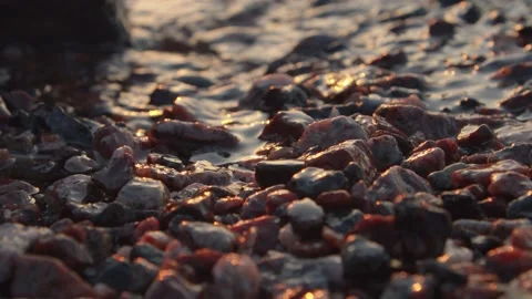 Slow motion water lapping at rocks in Helsinki, Finland Stock Footage 146263342