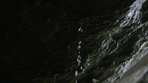 Slow Motion - Water Running Off Rock Stock Footage 81306108